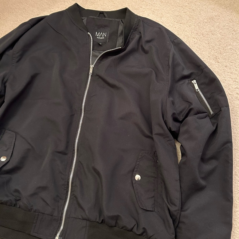 Boohoo Man Black Bomber Jacket Size 3XL - Picture 2 of 4